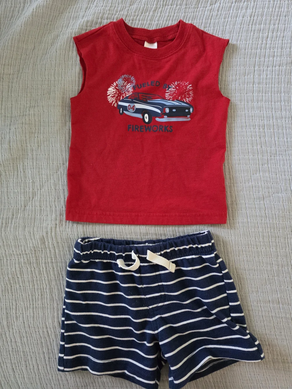 Carter's Red Sleeveless Top with Navy Striped Shorts Pajama Set